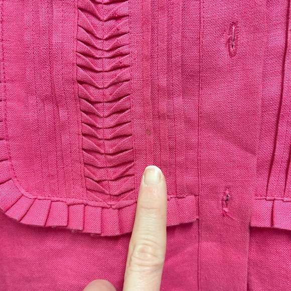Dos Carolina Pink Tuxedo Style Button Down Blouse - Picture 4 of 14